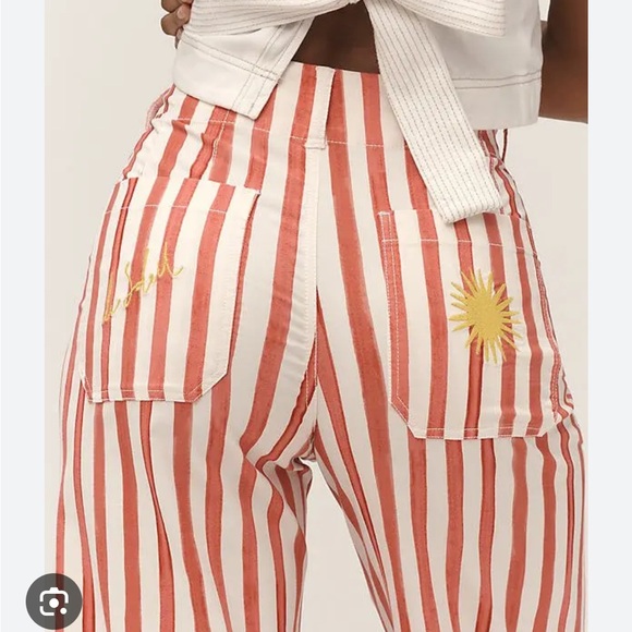 Anthropologie Pants - NWT ANTHROPOLOGIE Maeve Colette Crop Wide-Leg Pants, Red Stripe, size 25P